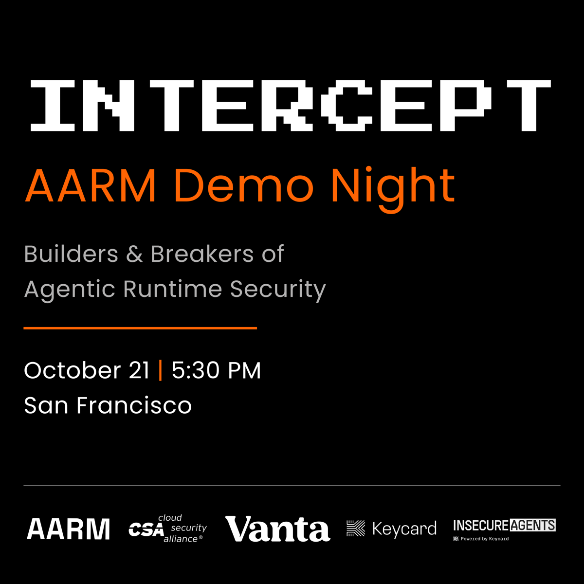 AARM Intercept Demo Night event graphic